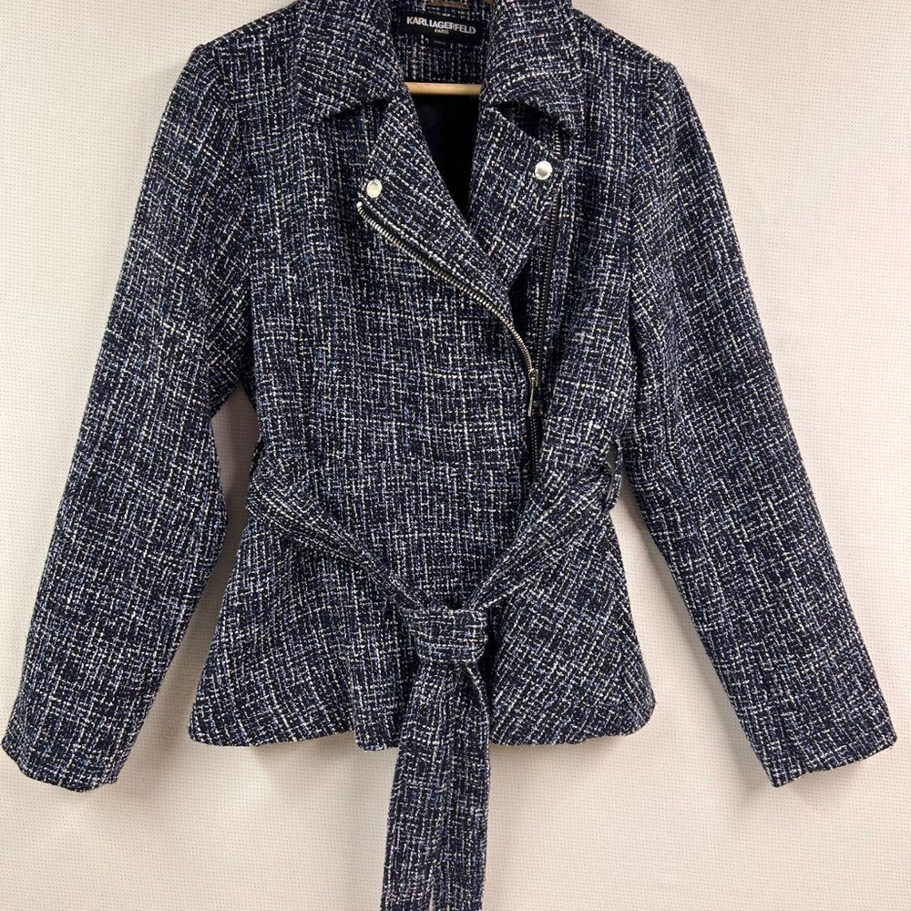 Karl Lagerfeld Paris Navy Tweed Blazer • Women’s Jacket • Size M